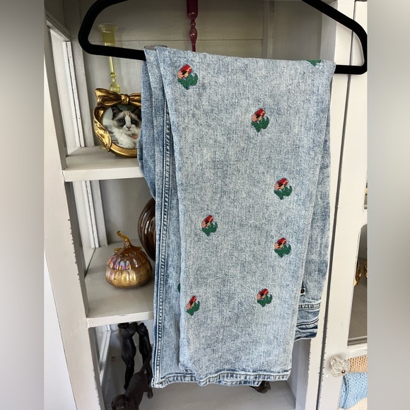 Pilcro Light Blue Embroidered Rose Boyfriend Jeans - Picture 7 of 16